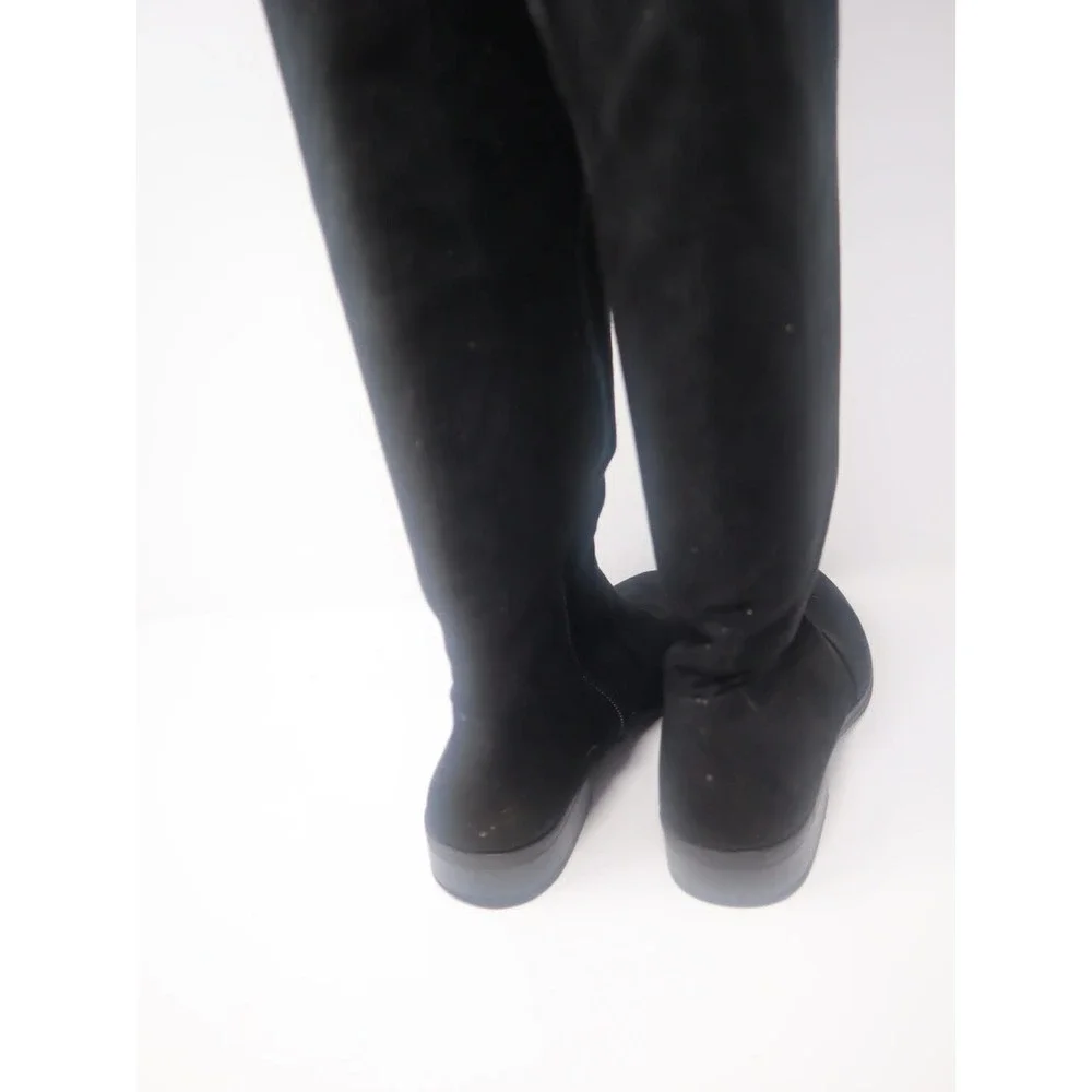 Black Over The Knee Boots 7 Charlotte Russe Womens Faux Suede Tie Back Fall Work